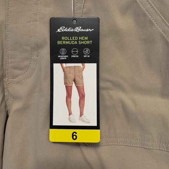 Eddie Bauer Womens Size 6 Brown Shorts Roll Hem Bermuda Lightweight Adjustable - Picture 10 of 11